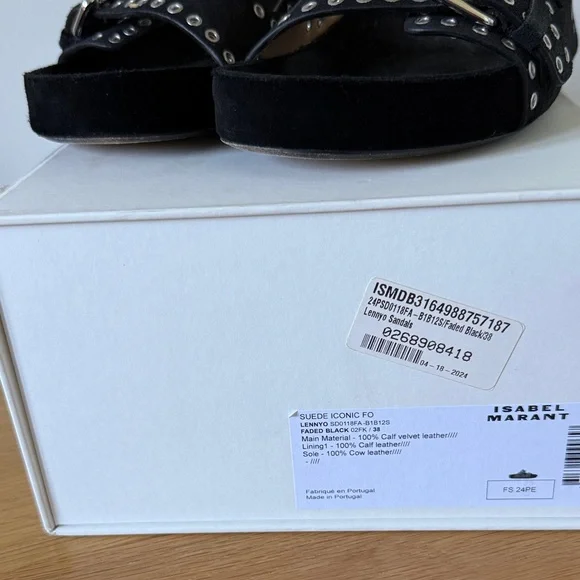 Isabel Marant Lennyo Black / Silver Studded Sandals size 38 - Picture 2 of 8